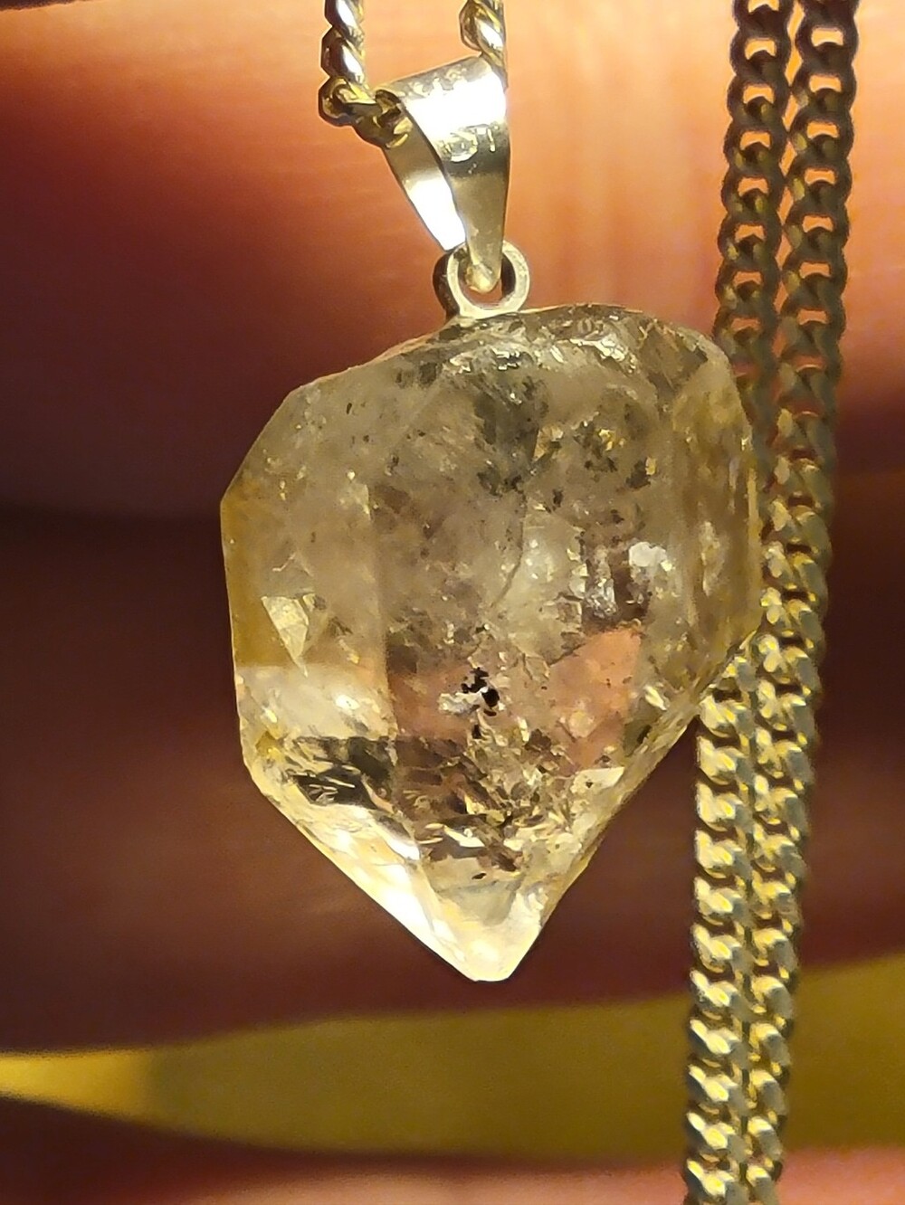 4.73g Beautiful Natural Herkimer Diamond Crystal Pendant - Silver Bail - Unisex